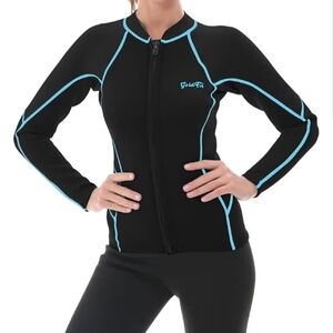 Women's Black 2mm Wetsuit Longsleeve Jacket Size XS
